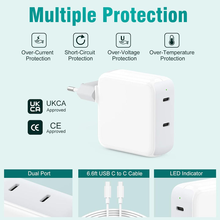Mac Book Air Ladegerät, 67W USB C Ladegerät mit MacBook ladekabel USB C für MacBook Air 2020/2019/20