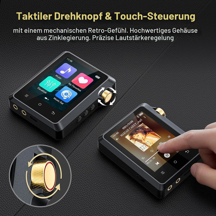 64GB Hi Res MP3 Player mit Bluetooth 5.3, DSD DAC Hi-Res FLAC Player Verlustfreier Musikplayer, Trag