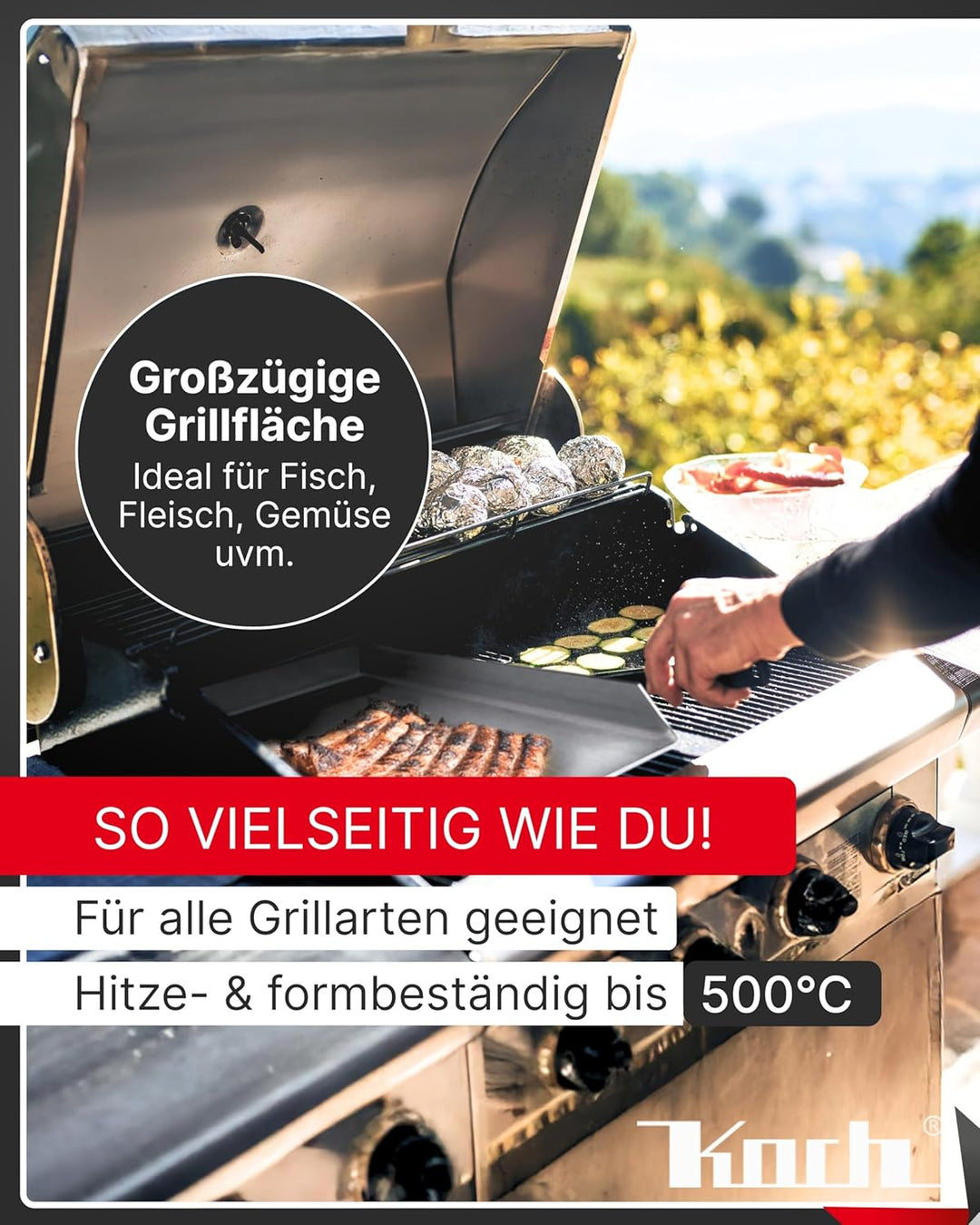 KOCH #84 PLANCHA 45 x 19,5 x 4cm - Grillpfanne Grillplatte Burger- Steakplatte made in Germany – Hoc