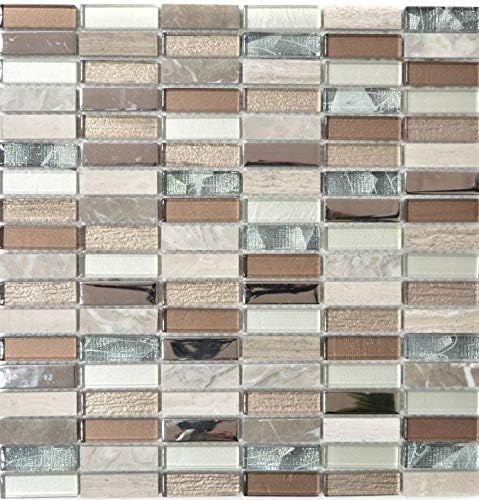 Mosaik Fliese Transluzent hellbraun silber grau Rechteck Glasmosaik Crystal Stein hellbraun für WAND
