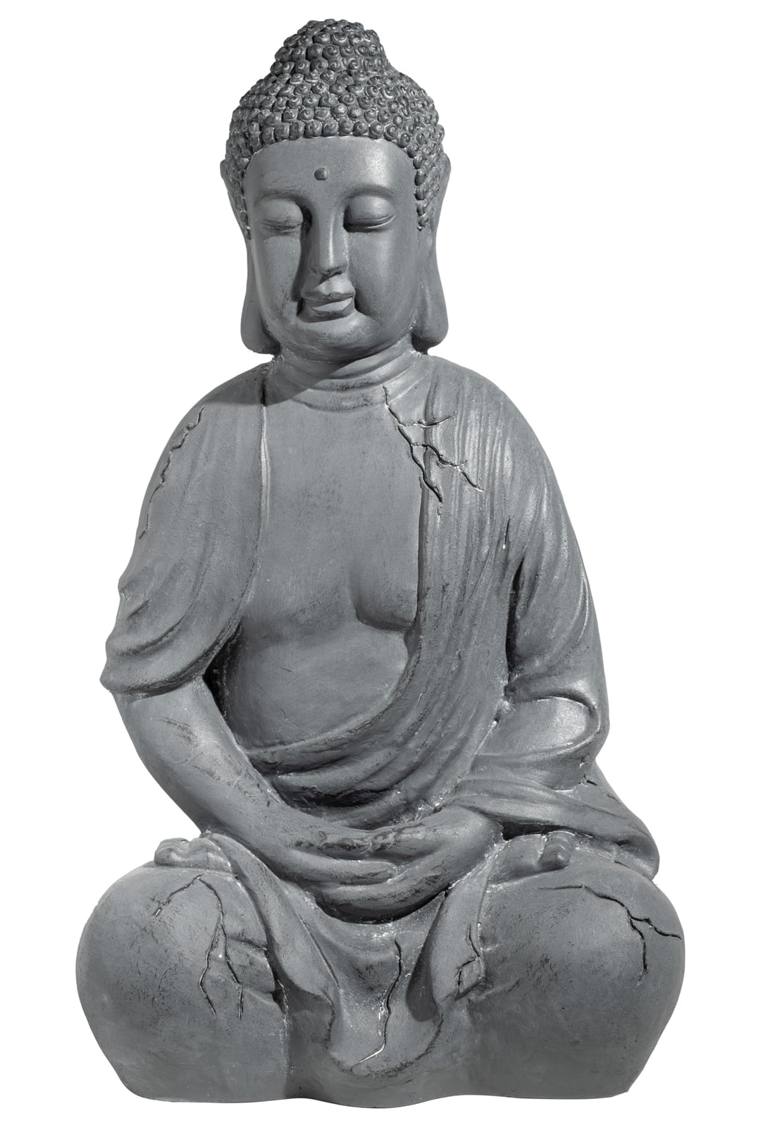XXL Grosser Buddha 50 cm Steinoptik Garten Deko Figur Skulptur Feng Shui sitzend Steinfigur-Optik (d