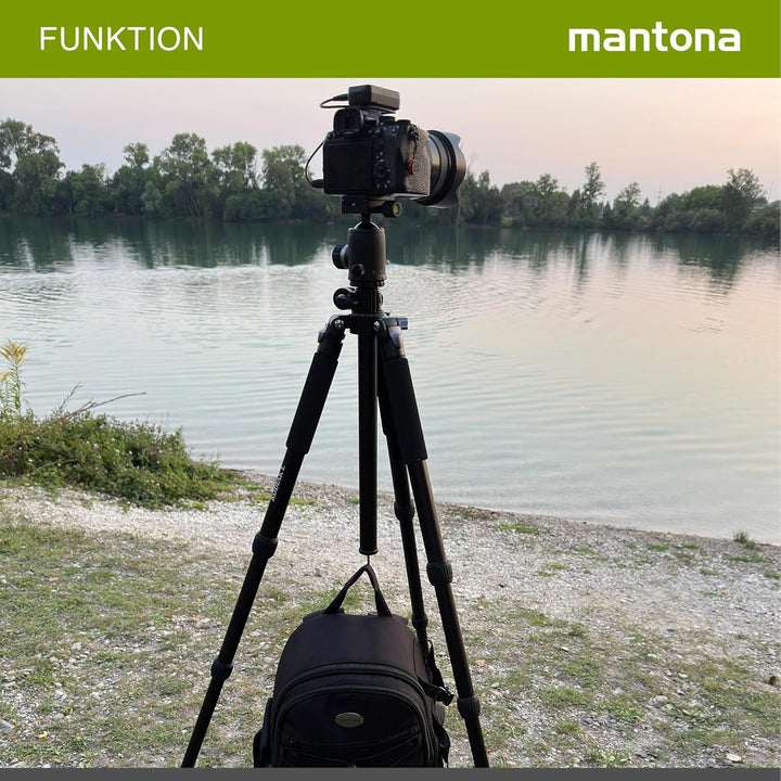 Mantona Kodiak L Fotostativ - 510 x 105 x 105 mm - 15 kg Traglast / 8-166 cm Höhe - Aluminium - stab