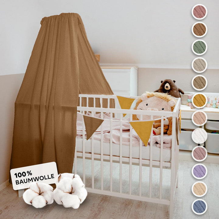 lilimaus Betthimmel Babybett [in 12 Farben] Himmel Babybett aus 100% Baumwolle Musselin - Betthimmel