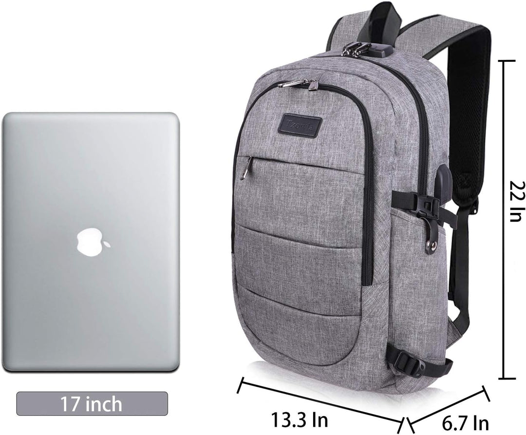 Tzowla Anti Diebstahl Laptop Rucksack für Herren,Rucksack Wasserdicht mit USB-Ladeanschluss und Schl