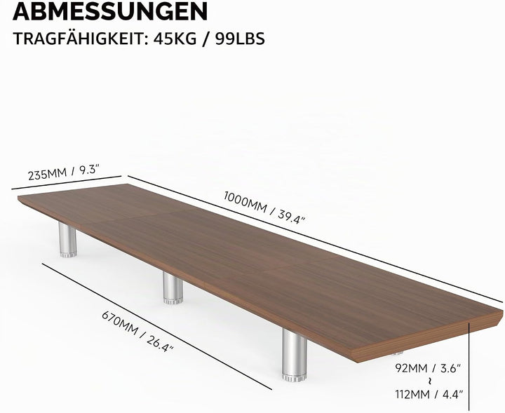 Fenge Grosser Monitorständer 100cm Dual Monitor Stands Riser mit Höhenverstellbarem Bein,Multifunkti