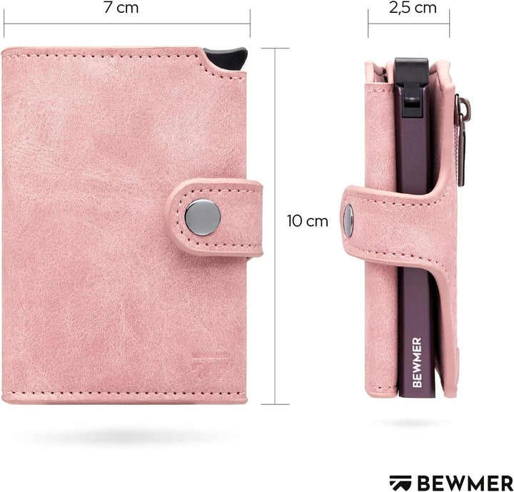 BEWMER 2 Shielded | Herren und Damen Slim Wallet mit RFID-Schutz Anti-Cloning | Kartenetui mit Münzf