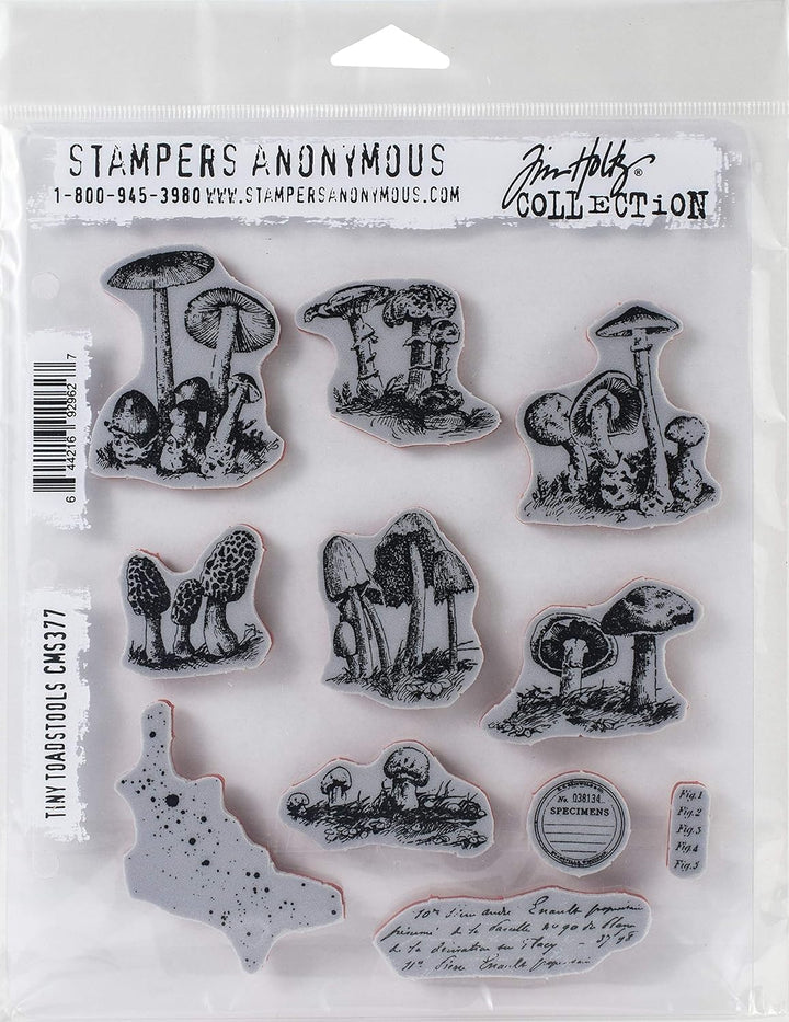 Tim Holtz – Stampers Anon Cling RBBR Stempel-Set, winzige Fliegenpilze
