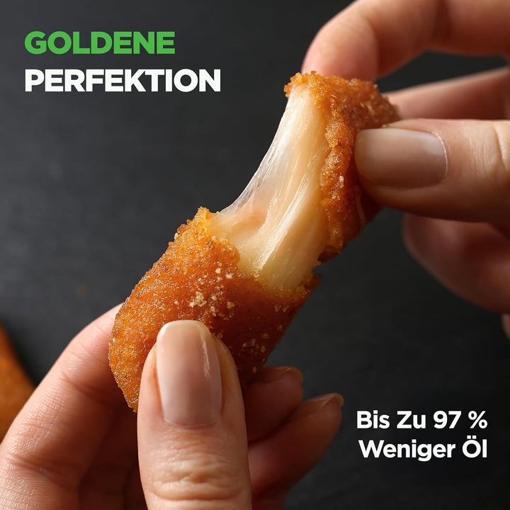 NutriChef Heissluftfritteuse Airfryer XL – 8L Doppel-Fritteuse mit 2 Körben & 9 Programmen Spülmasch