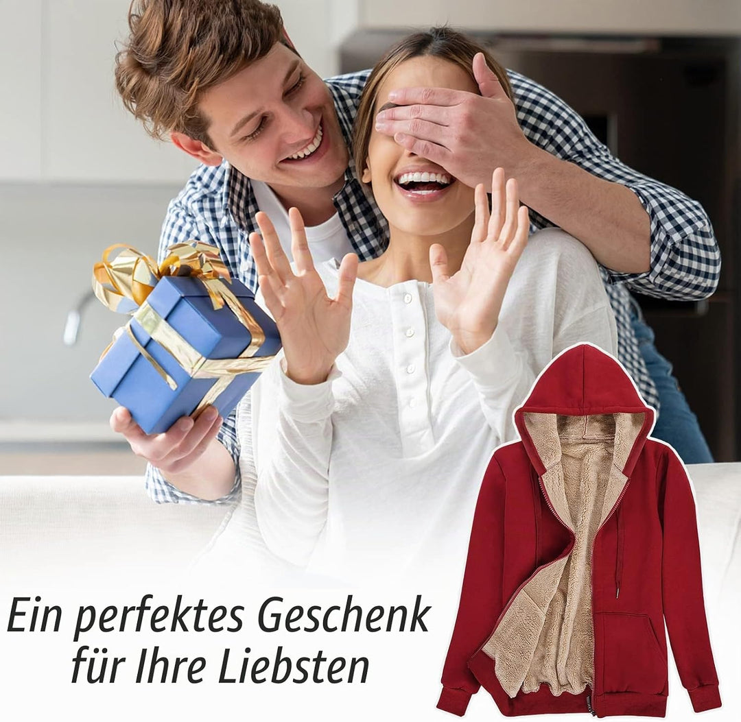 Niwicee Damen Kapuzenpullover mit Reissverschluss Winter Plus Fleecepullover Langarm Kapuzenjacke Sw