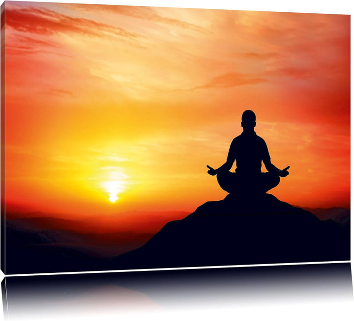 Dark Meditation im SonnenuntergangFormat: 100x70auf Leinwand, XXL riesige Bilder fertig gerahmt mit