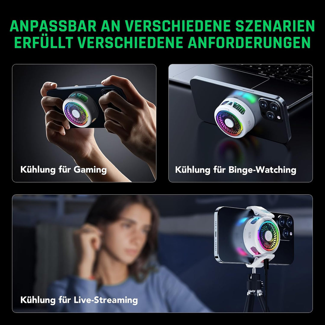 Black Shark FunCooler 5 Magnetic Phone Cooler für Gaming, Tragbarer Handy Kühler mit RGB-Beleuchtung