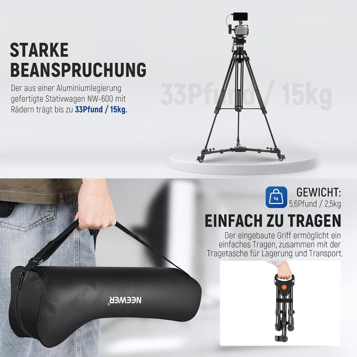 Neewer Fotografie Professionell Schwerlast-Stativ Dolly mit Gummi-Räder und verstellbaren Beinbefest