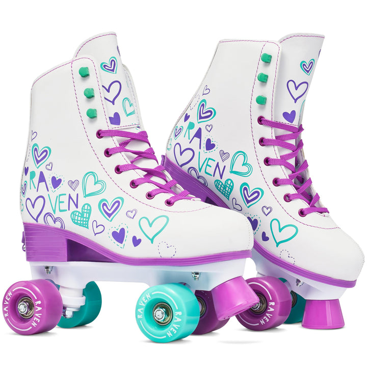 RAVEN Rollschuhe Roller Skates für Kinder Erwachsene Mädchen Damen verstellbar 31-34 (20-21,5cm) Tri
