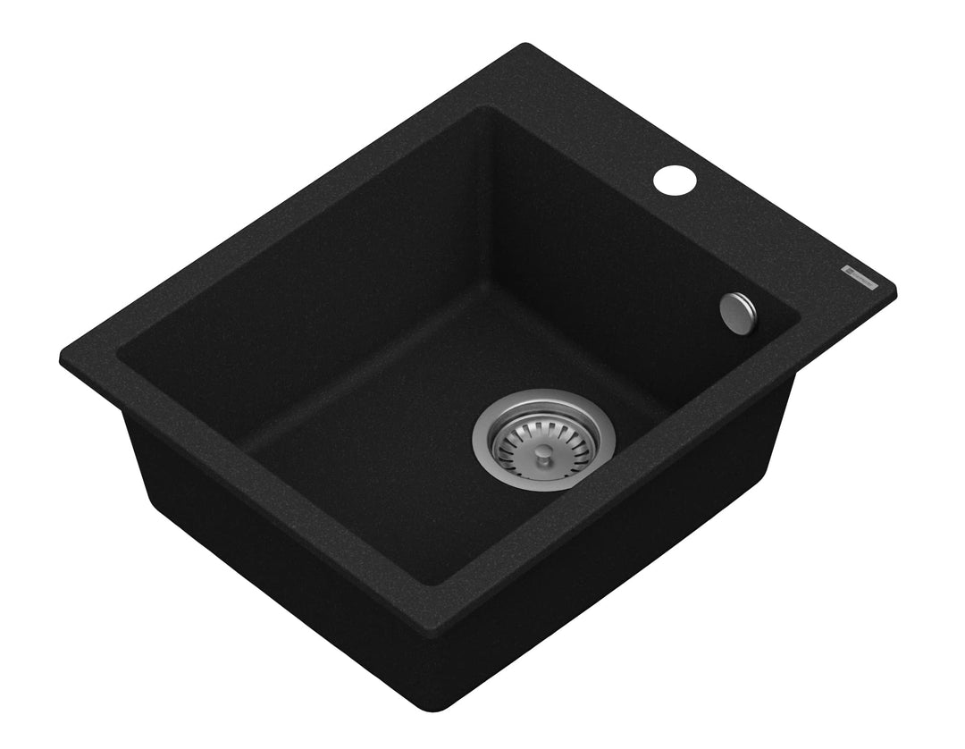 GRANMASTER Ivo Spülbecken Küche - mit 1 Becken - Granitspüle mit Siphon Waschbecken Küche - Einbausp