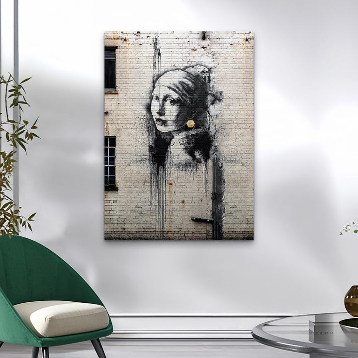 Giallobus - Gemälde - Banksy - - Standardleinwand - 100x140-26 - Das Mädchen mit dem Perlenohrring -