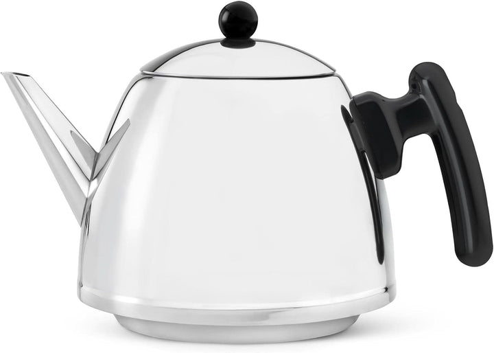 Teekanne Set 1.2 Liter - Edelstahl doppelwandig glänzend - Grosser Teebereiter mit Tee-Filter-Sieb-A
