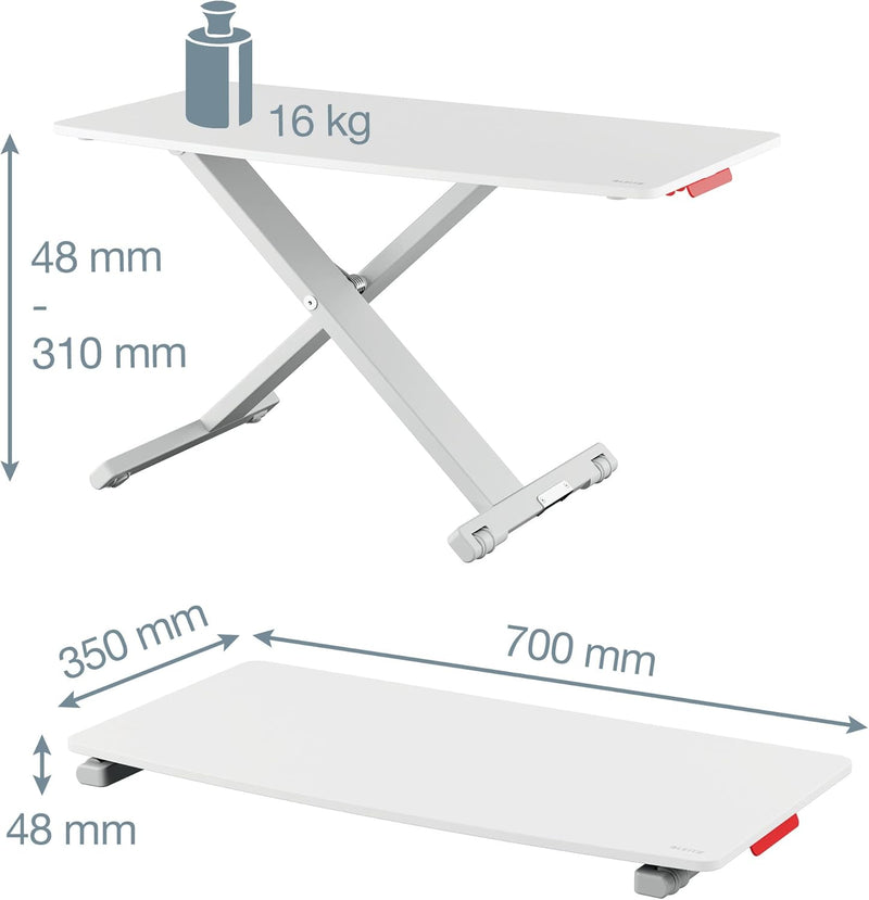 Leitz Schreibtisch-Aufsatz, Kompakter, Höhenverstellbarer Aufsatz für Laptops, TÜV- & IGR-zertifizie