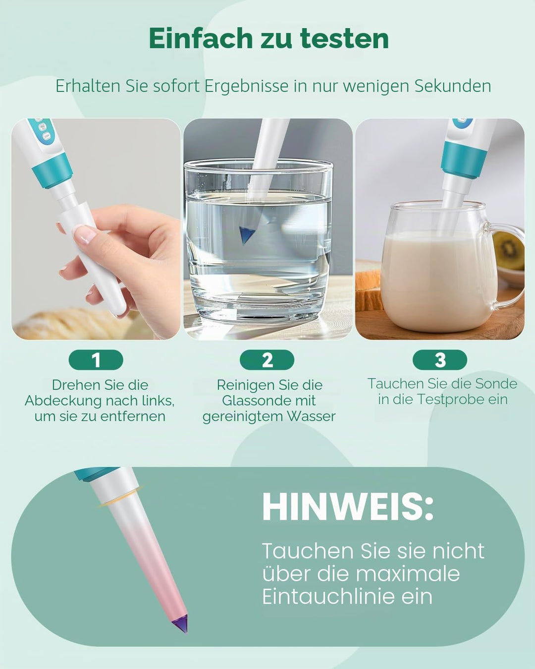 Pawfly Digitales pH-Messgerät für Lebensmittel mit hoher Genauigkeit zur Messung von Sauerteig Brot