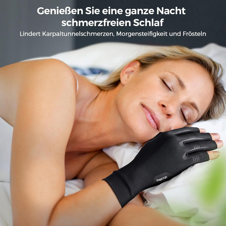 FREETOO Arthrose Handschuhe Damen Herren, Fingerlose Kompressionshandschuhe | Warme Kompression Ruts