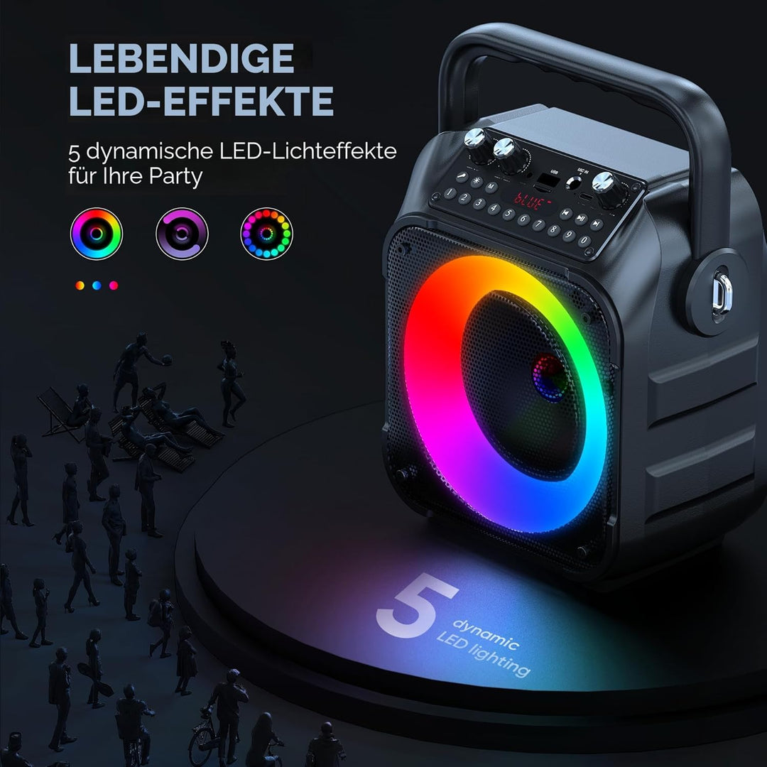 Wowstar Tragbare Karaoke Maschine mit 2 kabellose Mikrofone, Bluetooth Lautsprecher Box für Erwachse