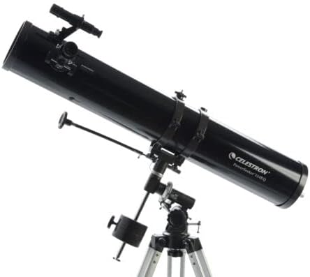 Celestron 21045 PowerSeeker 114EQ Spiegelteleskop - mit Zwei Okularen, Einer Barlow-Linse, höheneins