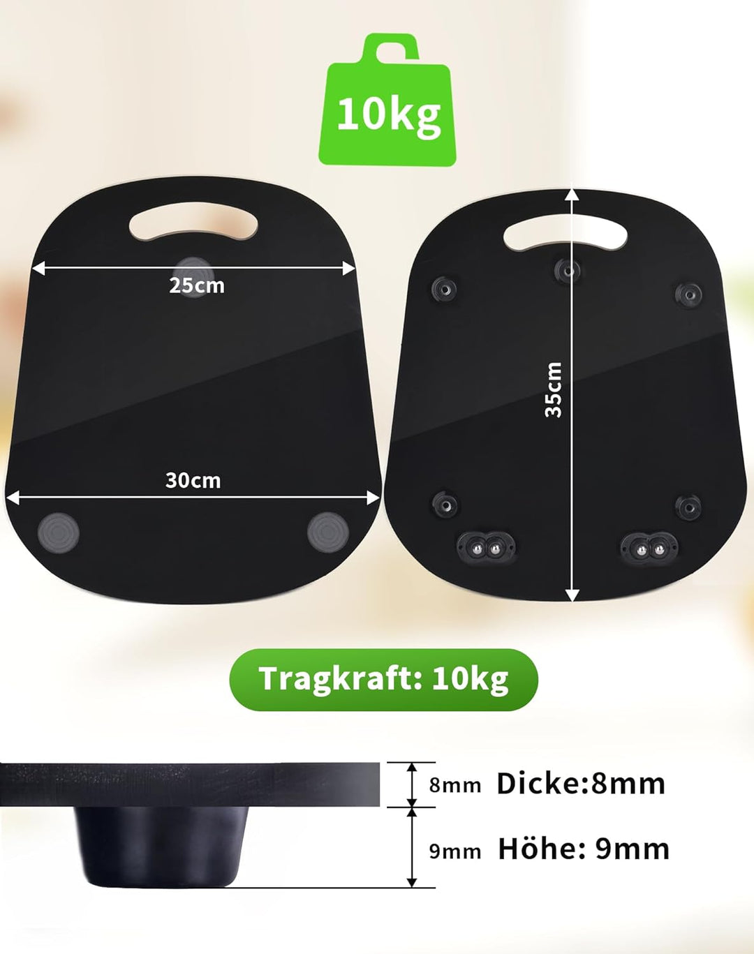 Gleitbrett für Thermomix TM6 TM5, 8mm Rollbrett Thermomix TM6 TM5 mit Rollen und Handgriff, Gleitbre