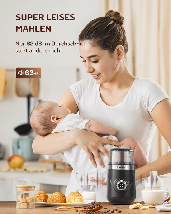 SHARDOR Kaffeemühle Elektrisch Gewürzmühle Leiser Präzisen Einstellbare Mahlgrad Kaffeemühlen,Edelst