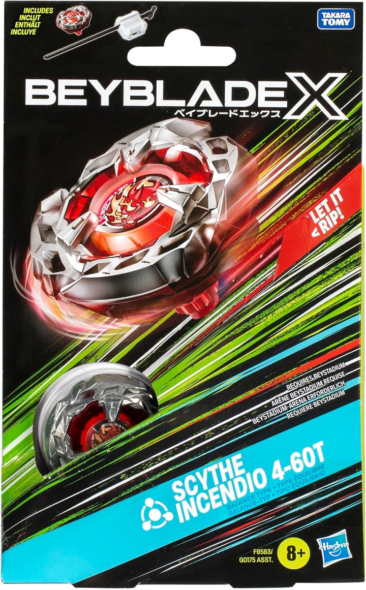 Beyblade X Scythe Incendio 4-60T Starter Pack Kreisel und Starter SCYTHE INCENDIO & LAUNCHER BX STAR