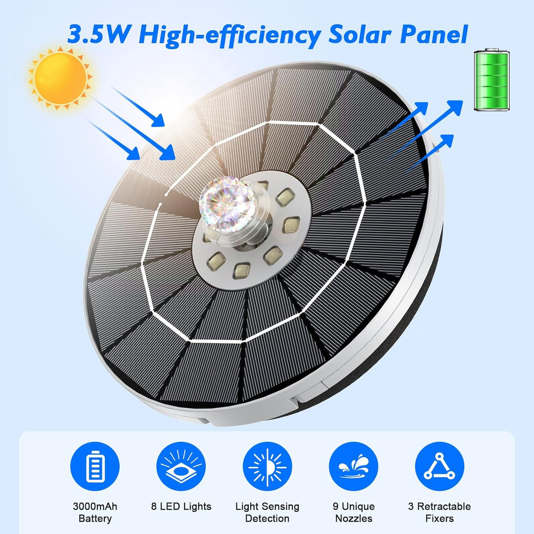 AISITIN 3,5W LED Solar Springbrunnen nur Nachts, mit 3000mAh Akku,Solar Schwimmender Fontäne Pumpe m