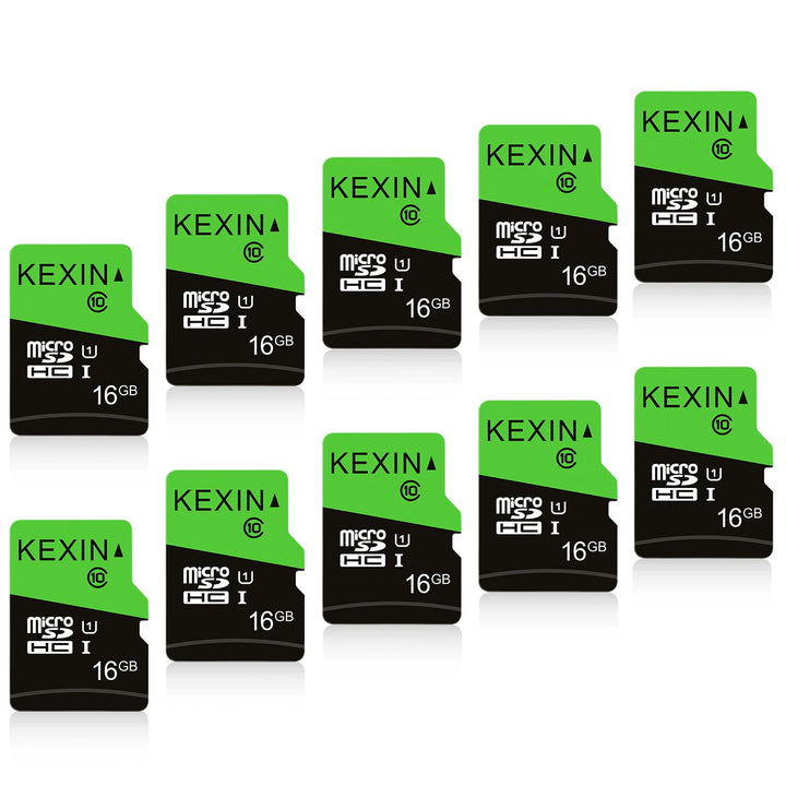KEXIN SD Karten 16GB Micro SD Karte 10er Pack Speicherkarte Micro SDHC Memory Card TF Karte mit 2 Ad