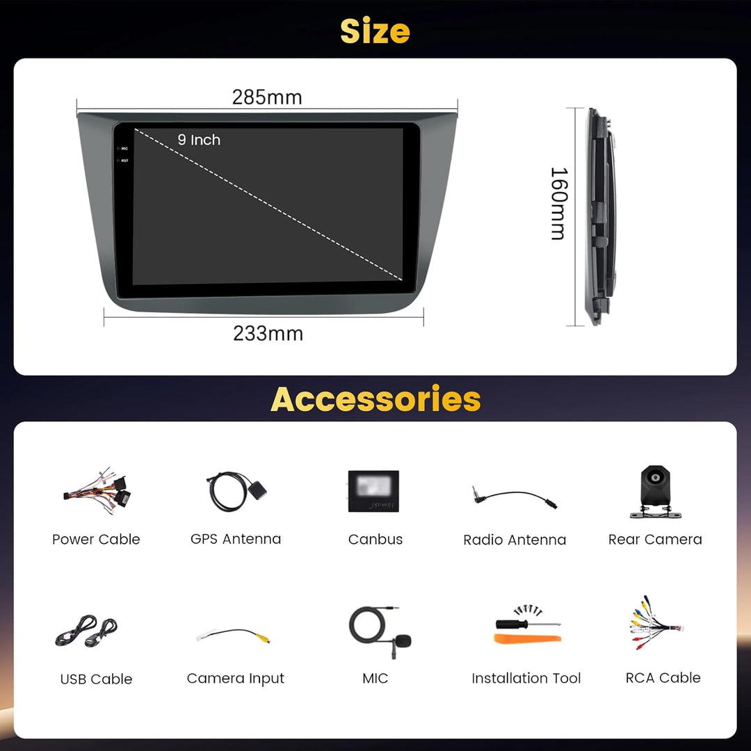 4+128GB Android 15 Autoradio für Seat Altea 2004-2015, Toledo 2004-2009 Wireless Carplay Android Aut