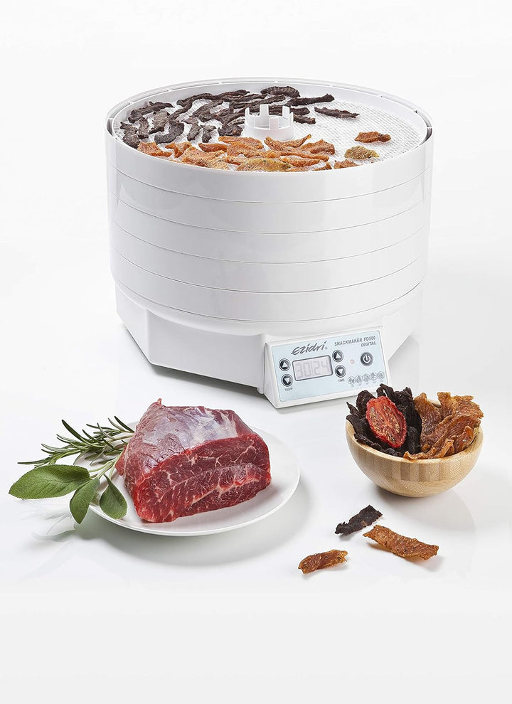 EZIDRI Snackmaker FD500 Digital - Dörrautomat mit grosser Kapazität (5 Siebe erweiterbar auf 15), gl