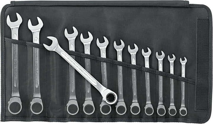 STAHLWILLE 17/12 l Ratschen-Ringmaulschlüssel Set 12-tlg.l abgewinkelte Ringseite lextrem belastbar