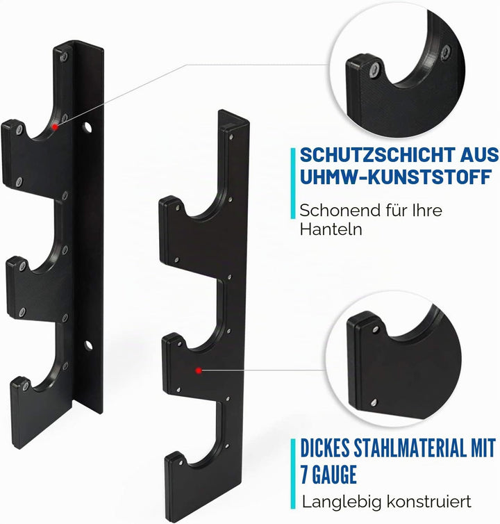 Yes4All Legierter Stahl Horizontale Wandhalterung für Langhanteln mit Schutzschicht aus UHMW-Kunstst