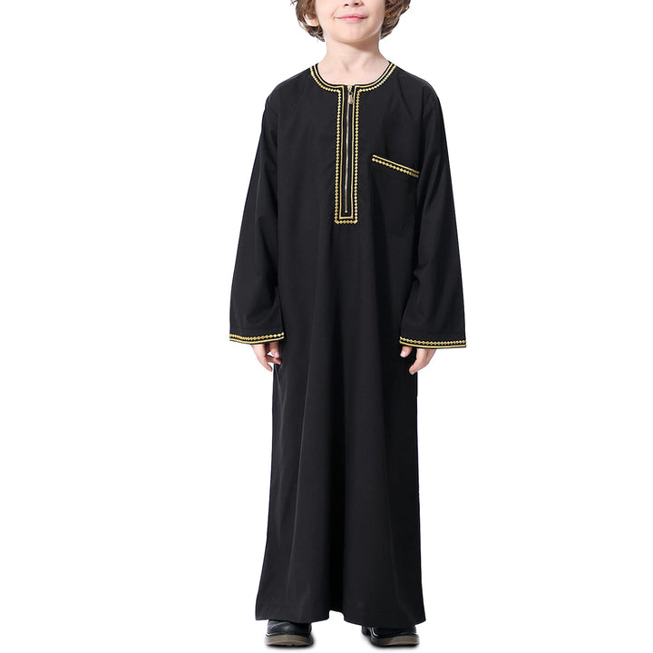 KRUIHAN Jungen Jubba Thobe,Langarm Kinder Abaya Kaftan,Arabische Robe mit Reissverschluss für Jungen
