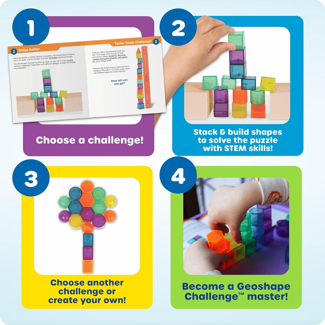 Learning Resources Stem Explorers GeoShape Challenge, Lernspiel mit geometrischen Formen, 3D, 50 Stü