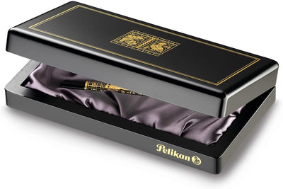 Pelikan Füllhalter Toledo 700, Schwarz, Feder F (fein), hochwertiger Kolbenfüller im Geschenk-Etui,