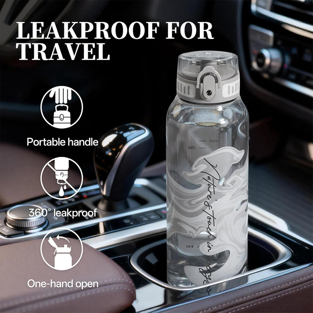 UZSPACE Trinkflasche Sport 1L, Tritan Bpa-Frei Trinkflasche Auslaufsicher mit Einhandbedienung, Kohl