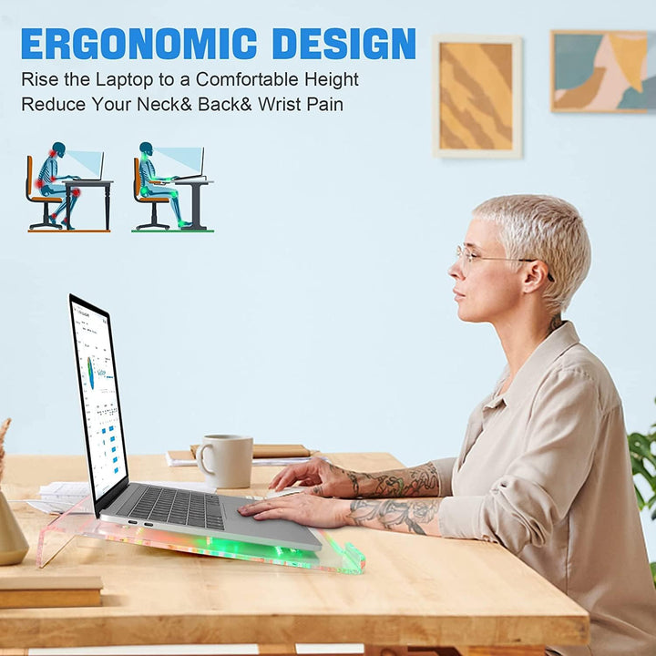 MAMBASNAKE Laptopständer-Ergonomic Laptop Riser für Schreibtisch, Clear Acryl Laptop Stand, Belüftet