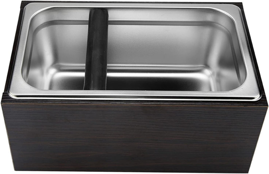 Behälter Kaffeesatz, Premium Holzkiste Edelstahl Abschlagbehälter und Abklopfkasten für Barista, Cof