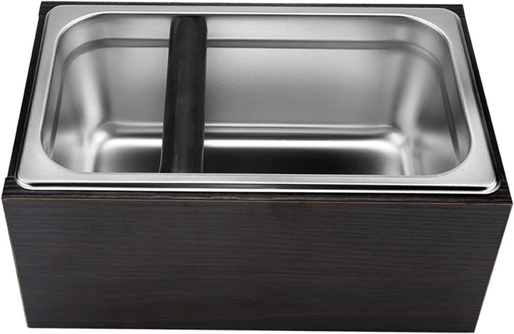 Behälter Kaffeesatz, Premium Holzkiste Edelstahl Abschlagbehälter und Abklopfkasten für Barista, Cof