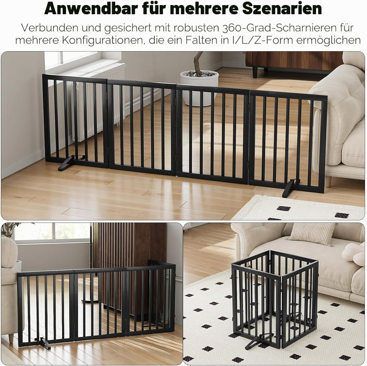 Freistehendes Hundegitter, Faltbares Hundebarriere für Tür,Treppen,Flur,Küche &amp; Schlafzimmer, Freist