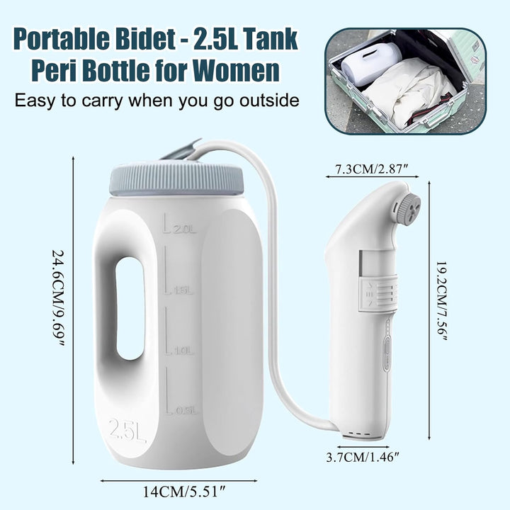 Bidet Po Dusche, Portable Travel Bidet Elektrisches, Podusche für Frau,Peri Bottle mit 2.5 L Wassert