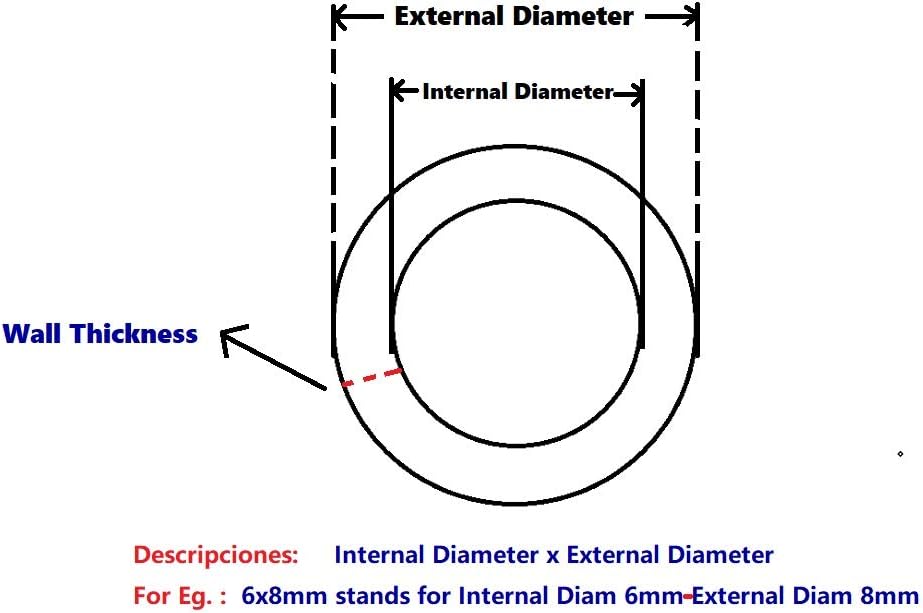 Stubotar Flexibler Silikonschlauch Lebensmittelqualität 8mm ID x OD 10mm Wandstärke 1mm Wasserleitun
