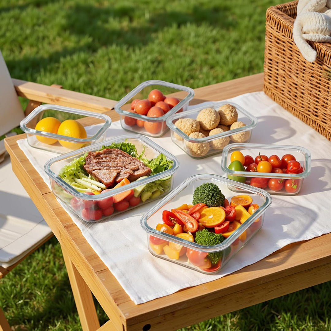 Fenger Meal Prep Boxen Glas, Glasdosen mit Deckel Set, Frischhaltedosen Glas mit Auslaufsicherer Ver