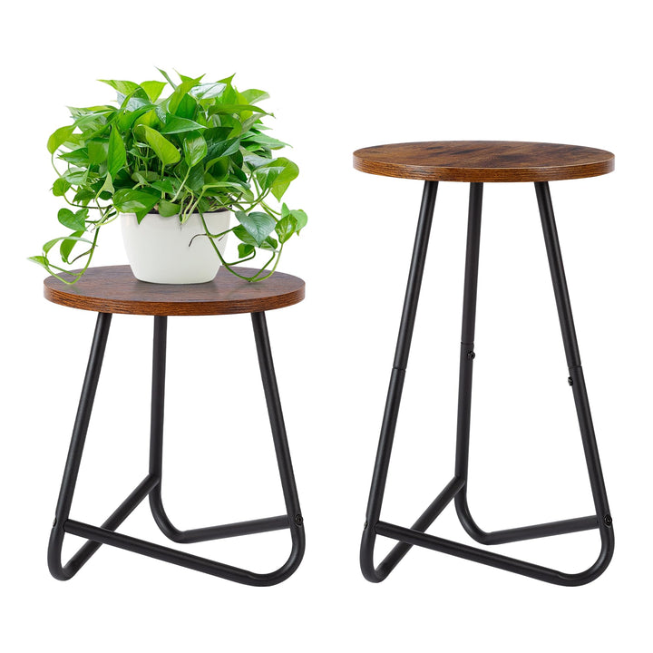 HDANI Rund Pflanzenständer,Blumenständer,Pflanzenregal aus Holz und Metall,Modernes Regal für Zimmer