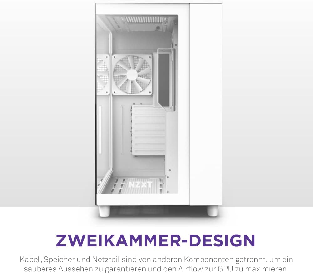 NZXT H9 Flow - CM-H91FW-01 - Dual-Chamber-ATX Mid-Tower PC-Gaming-Gehäuse - High-Airflow-perforierte
