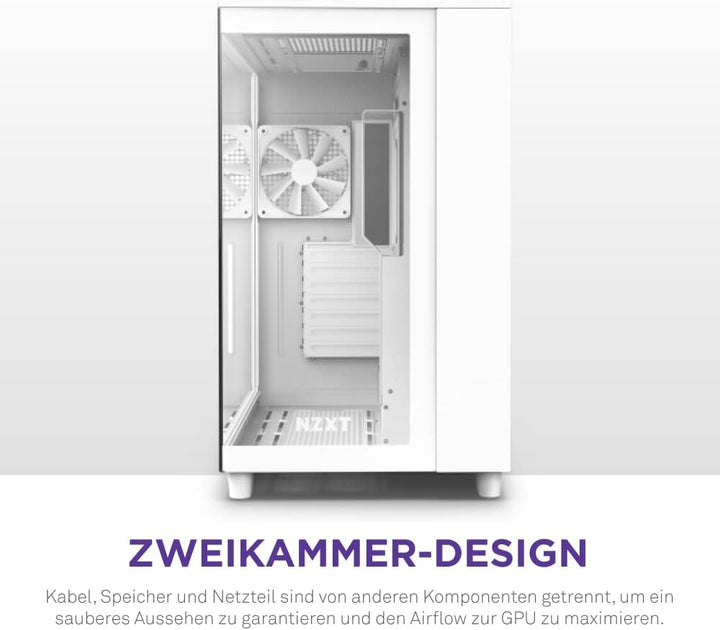 NZXT H9 Flow - CM-H91FW-01 - Dual-Chamber-ATX Mid-Tower PC-Gaming-Gehäuse - High-Airflow-perforierte