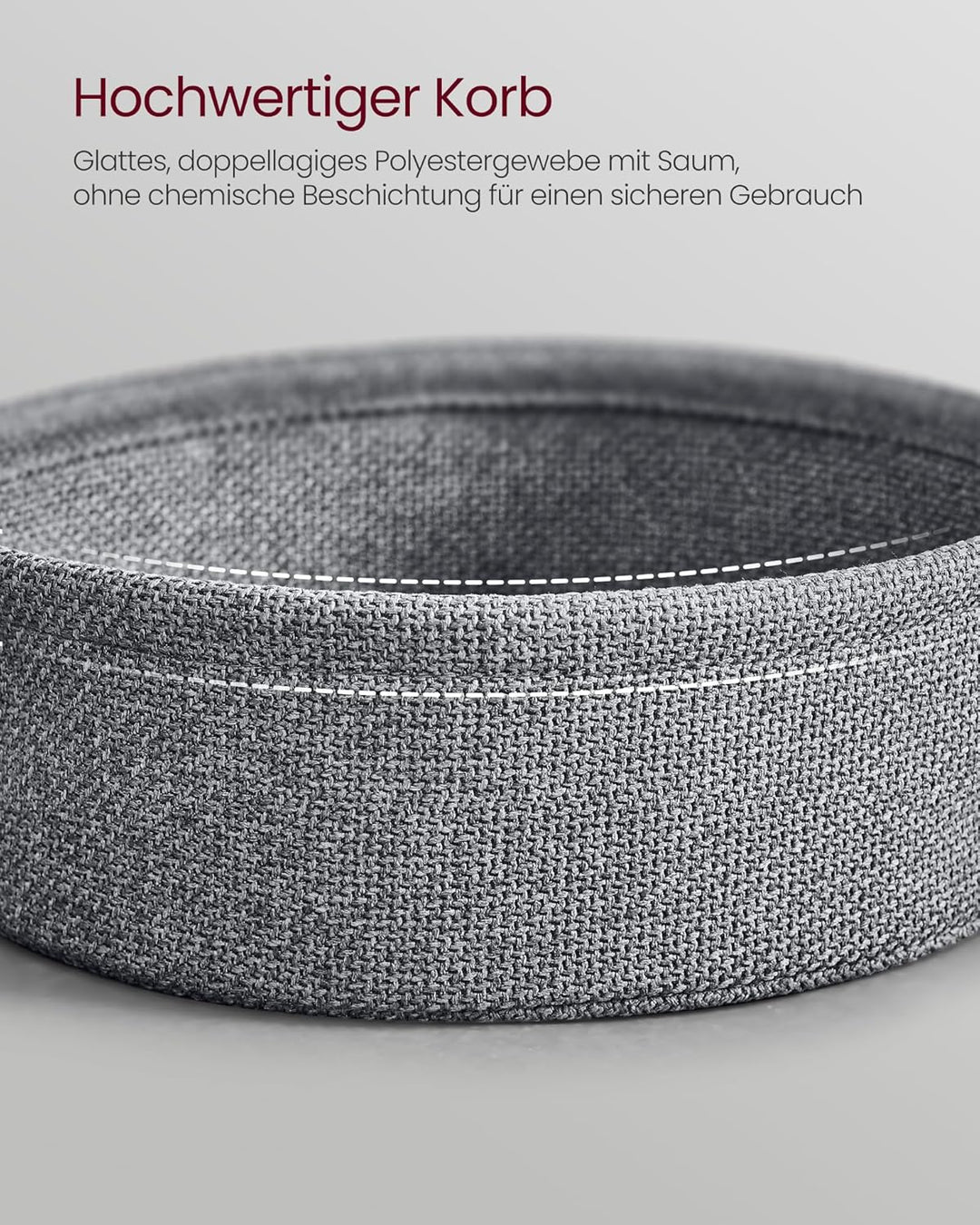 VASAGLE Couchtisch oval, Tisch mit Stauraum, Beistelltisch, Wohnzimmertisch mit Korb aus Stoff, mode