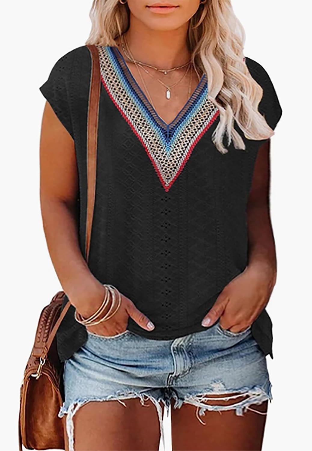 Grosse Grössen T-Shirts Damen V-Ausschnitt Plus Size Mode Strick Top Sommer Oversize Frauen Tshirts